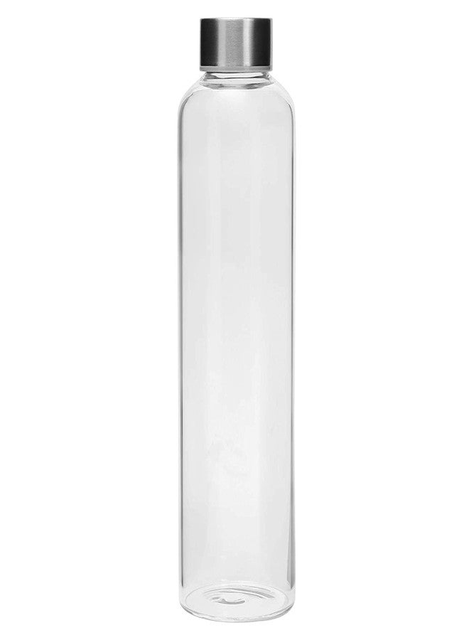 SIMPARTE Borosilicate Glass Water Bottle 500ml | Leak-Proof, Freezer Safe, Wide Mouth | Stainless Steel Cap | Ideal for Office, School, Travel | Set of 1 - Image 2